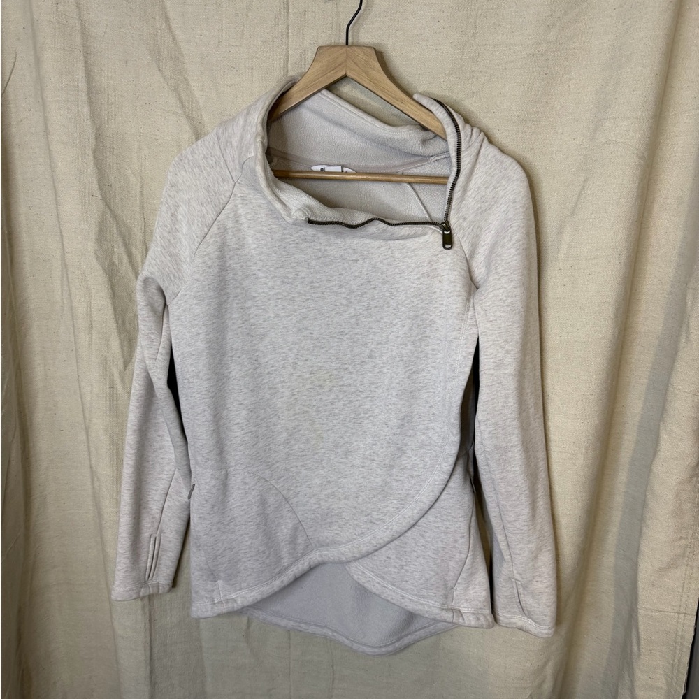 Athleta Light Gray Zip-Up Sweater